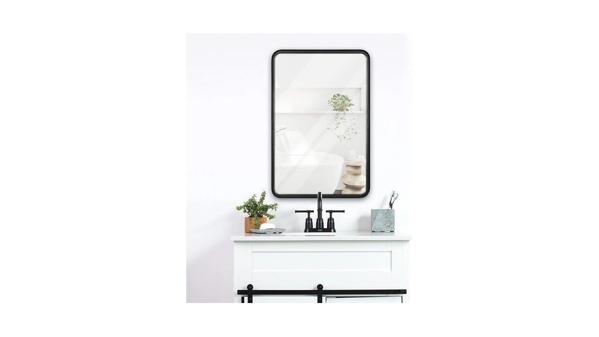 Hbcy Creations 20x30 Inch Rectangle Black Mirror, Deep Frame Vanity
