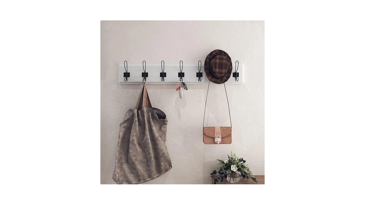 Hbcy Creations White Solid Wood Wall Mounted Coat Rack With