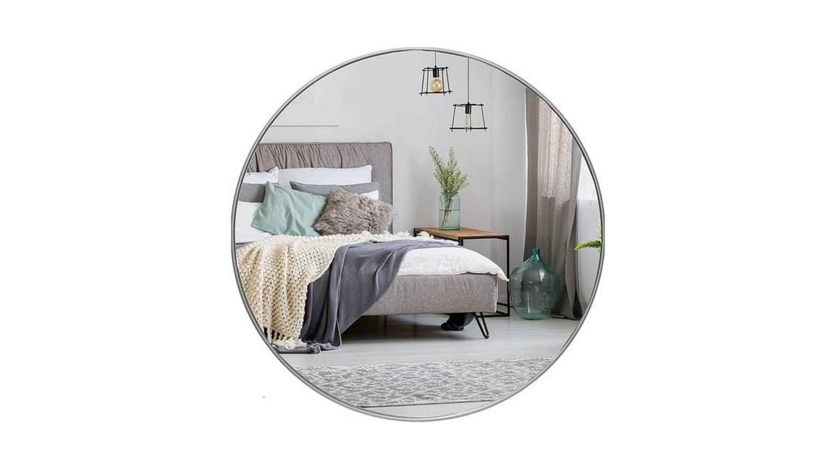 Hbcy Creations Small Round Mirror, Silver 20 Inch Wall Mirror