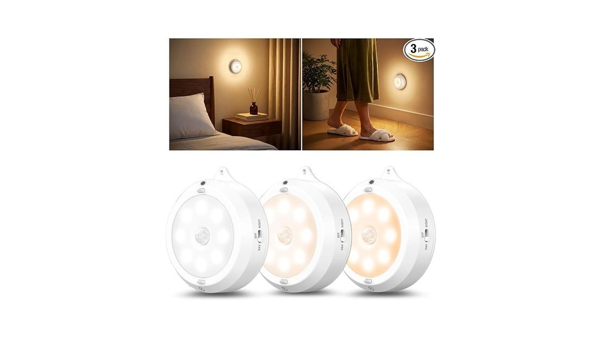 Yiamia Motion Sensor Night Light - 3 Pack, Smart Wireless