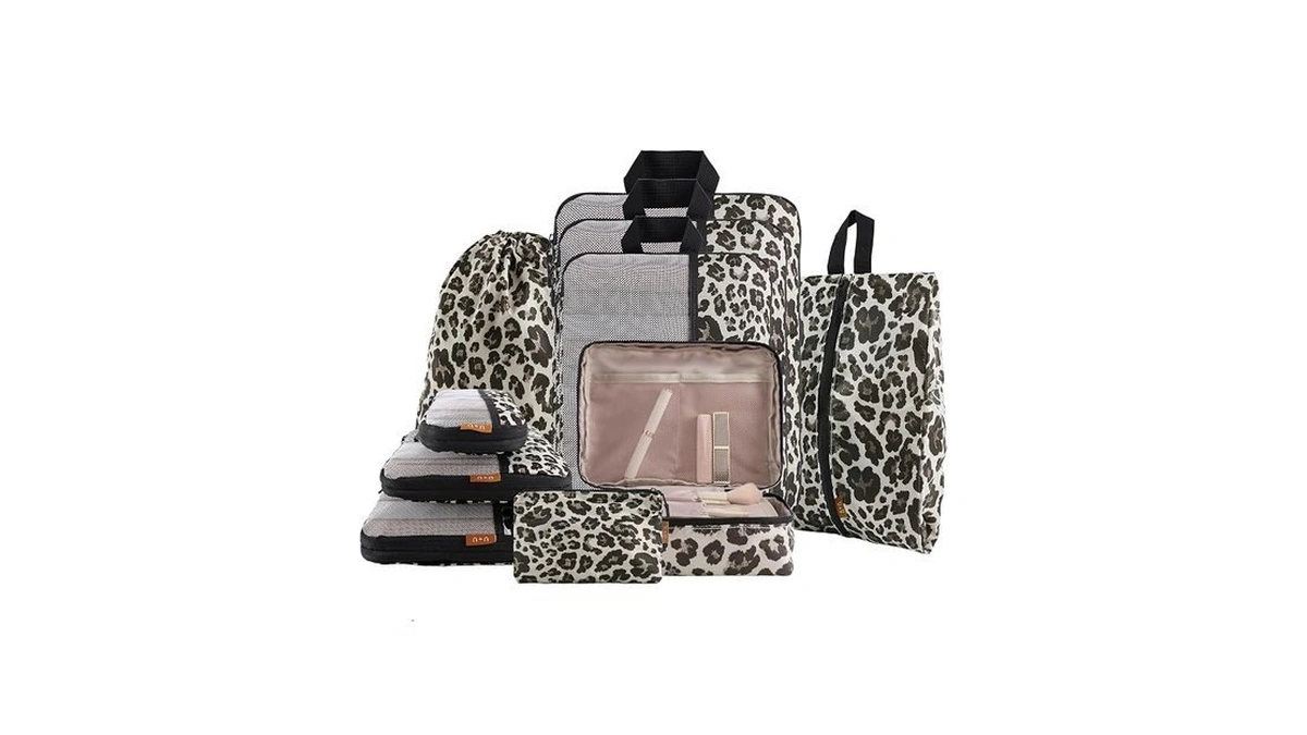 U+u 10 Set Compression Packing Cubes - Ultralight Leopard Travel