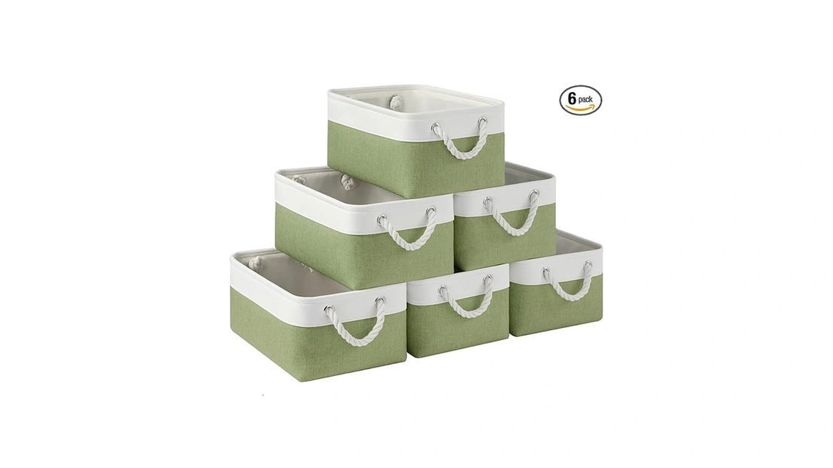 Vqrtexa Storage Baskets For Shelves 13.8x9.8x6.7 Inch, Foldable Fabric Storage
