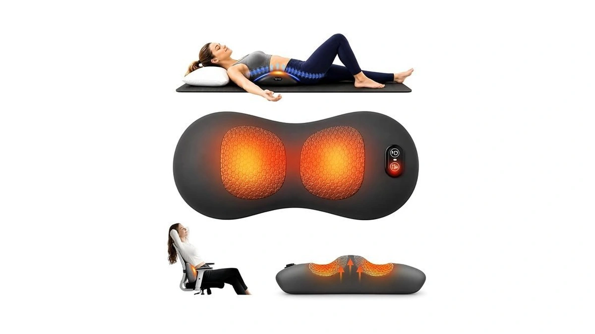 Llchgbf 3-in-1 Electric Back Massager Pillow With Heat, Vibration &
