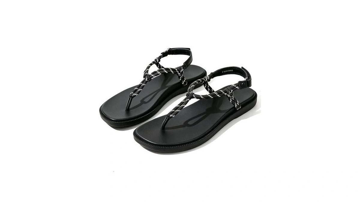 Vivasun Women's Arch Support Flip Flops Adjustable Strap Sandals,black,11