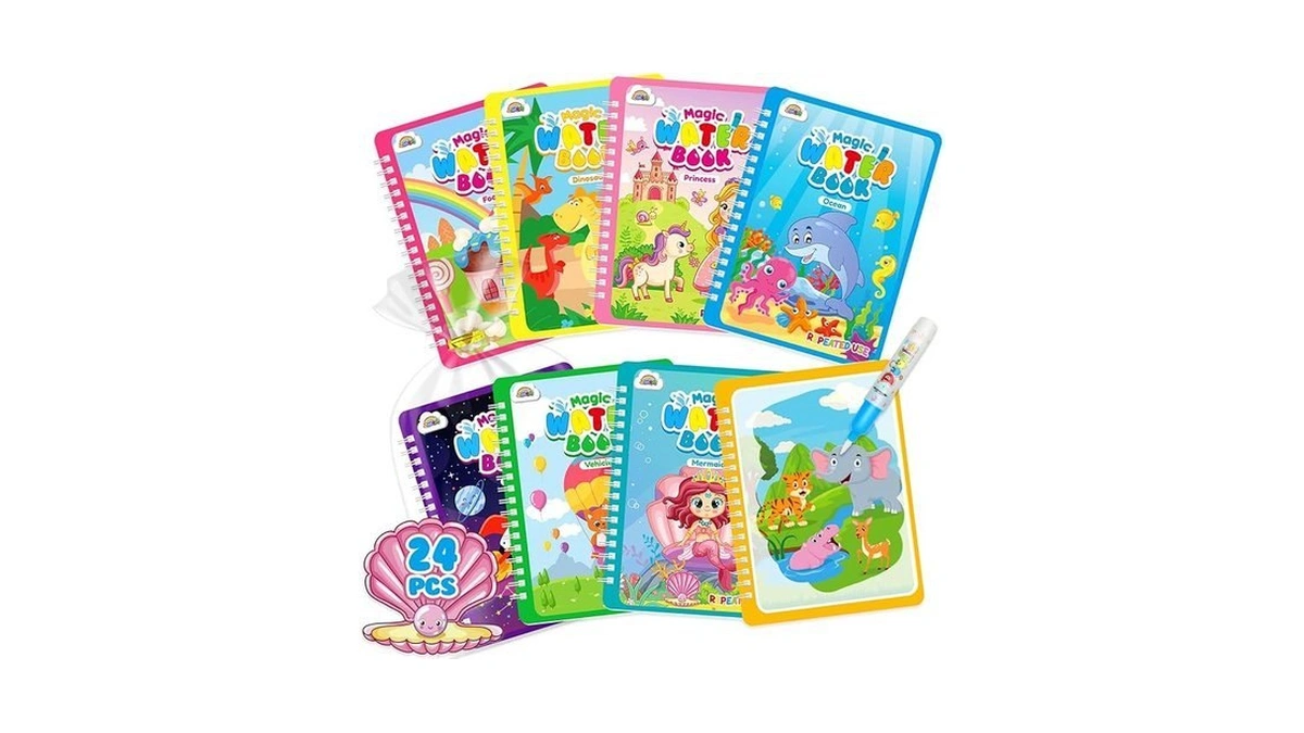 Zmlm 24 Pack Water Coloring Books For Toddlers, Reusable Paint