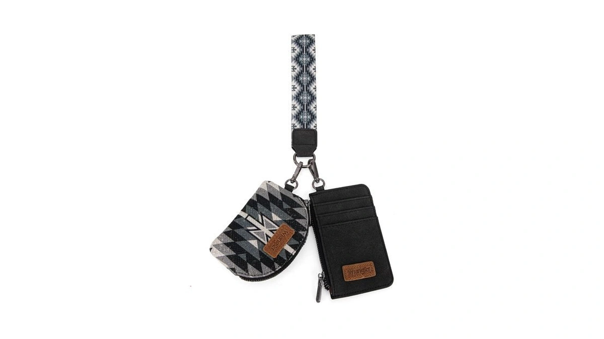 Wrangler Western Aztec Keychain Wristlet Wallets For Women Dual Pouch