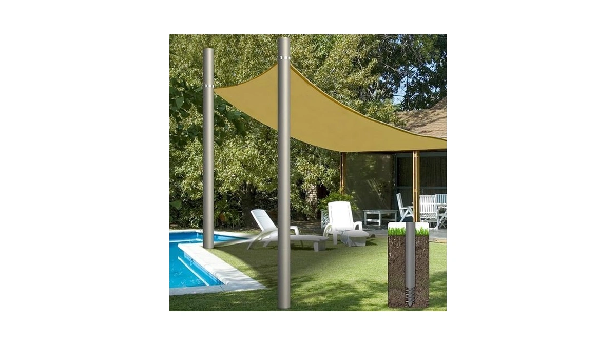 Yakmax Shade Sail Poles, Heavy Duty Sun Shade Poles, Screw