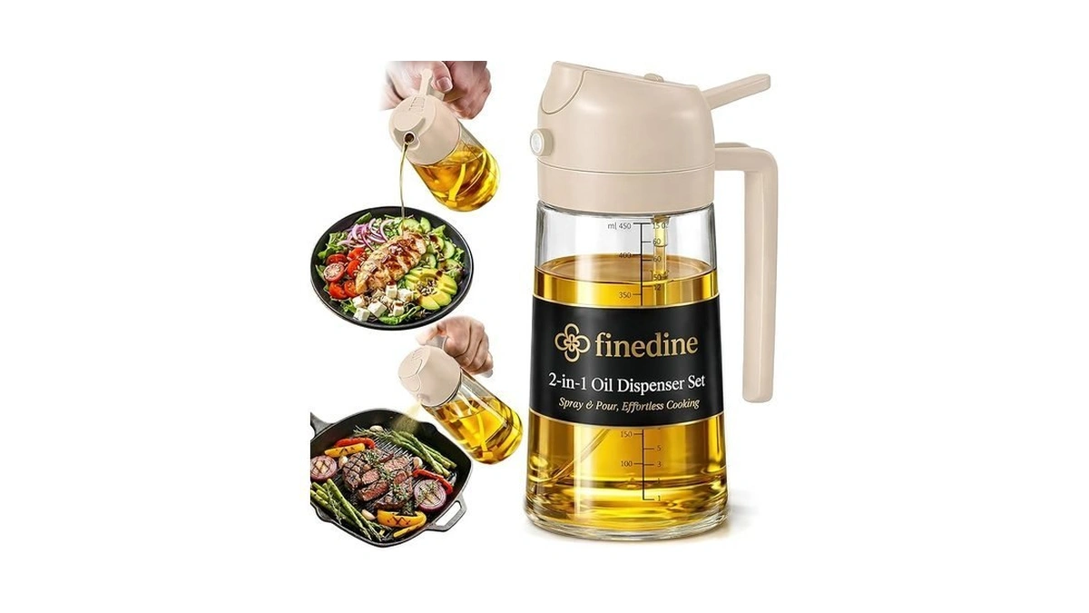 Finedine 16oz Olive Oil Sprayer For Cooking, 2 In 1