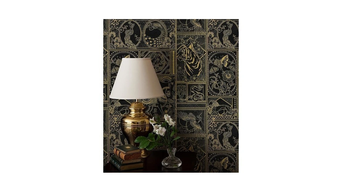 Erfoni Black And Gold Wallpaper Vintage Peel And Stick Wallpaper