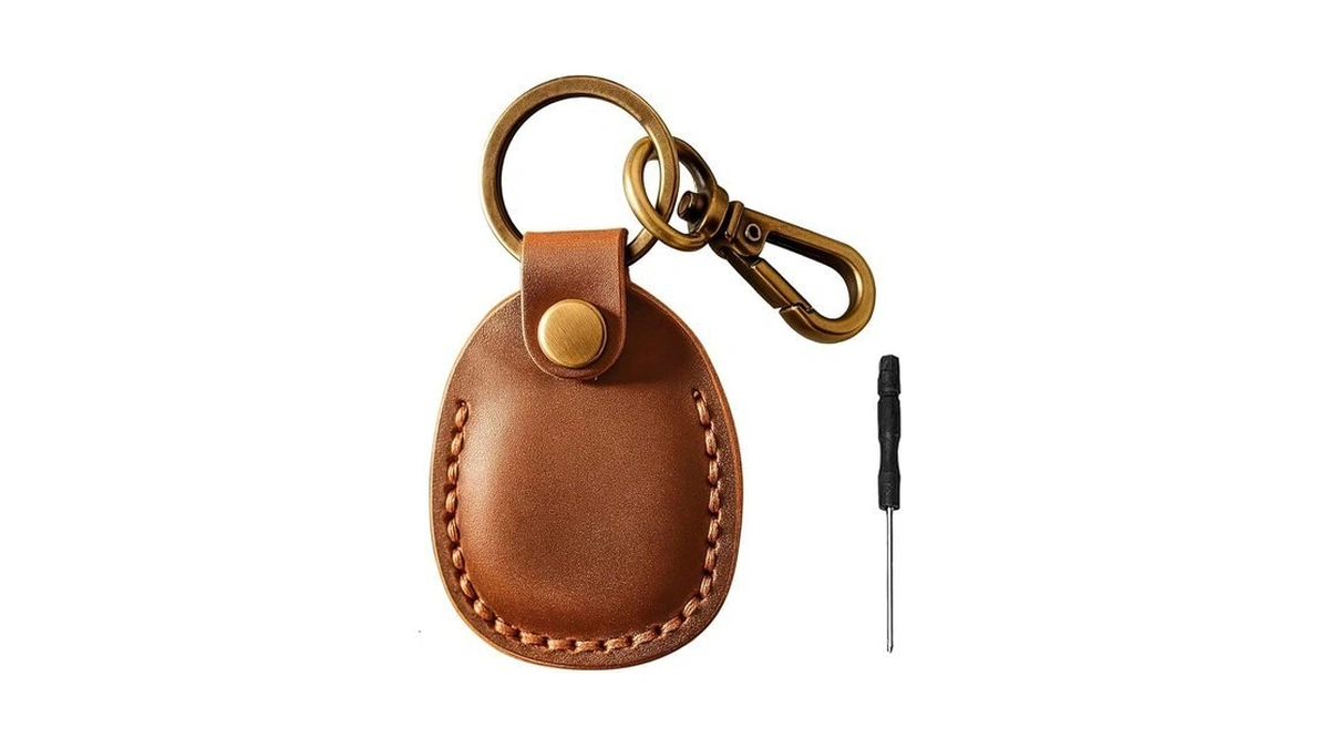 Compatible With Air Tag Holder Case Keychain, Genuine Leather For