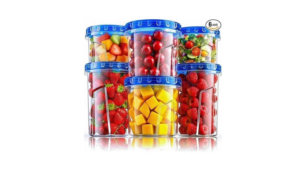 Hometall Freezer Storage Containers, [6 Pack- 33/24/17 Oz] Airtight Plastic