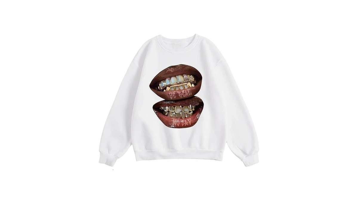 Verdusa Women's Hip Hop Lip Graphic Pullover Sweatshirts Fall Clothes