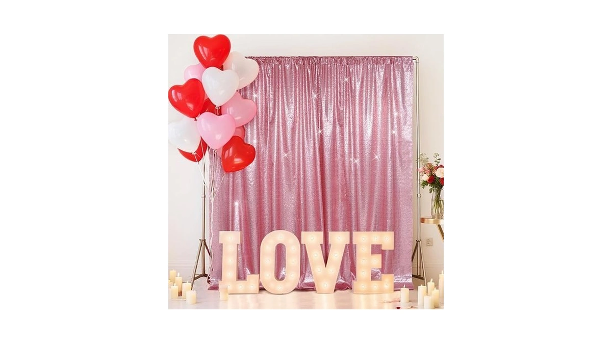 Squarepie 6x6ft Fuchsia Pink Sequin Backdrop For Photography, Satin-backed Real