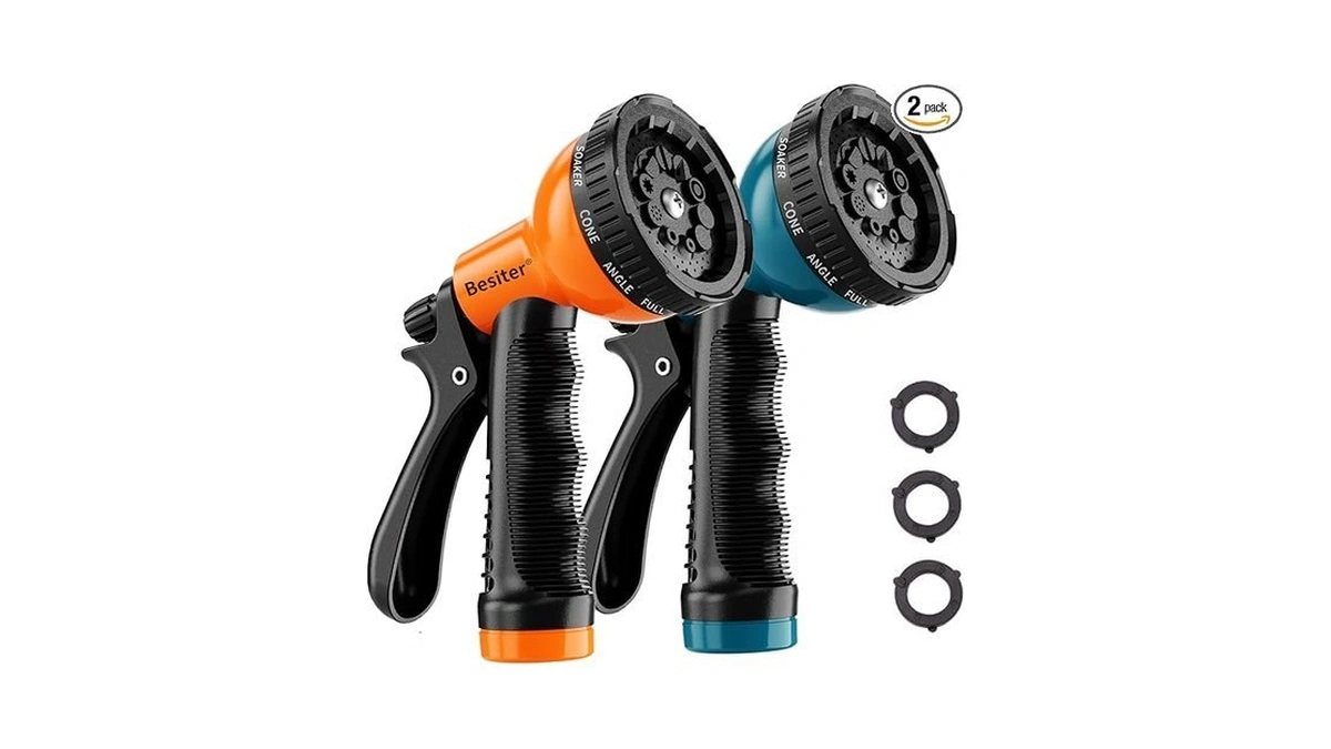 Besiter Garden Hose Nozzle Sprayer: 2 Pack 10 Watering Patterns