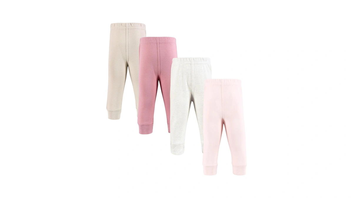 Hudson Baby Girls Cotton Pants And Leggings, Mauve Neutral, 12-18