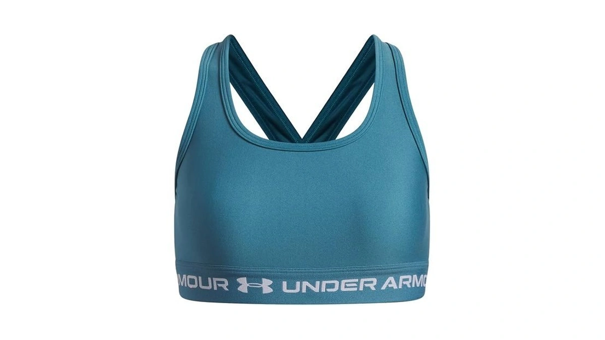Under Armour Girls' Crossback Mid-impact Sports Bra, (466) Boundless Blue