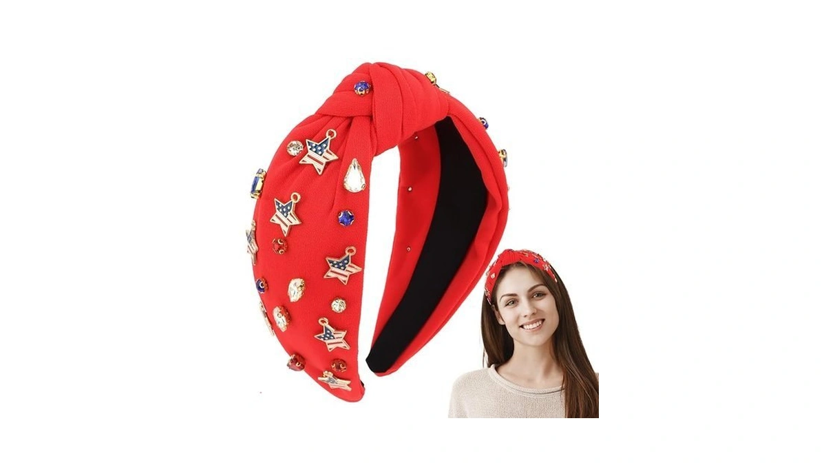 Aco-uint 4th Of July Knotted Headband Patriotic American Flag Star