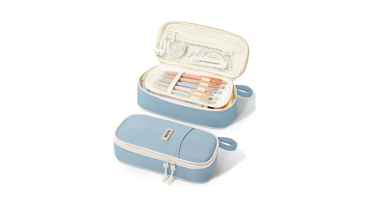Sunee Cute Pencil Case, Aesthetic Pen Pouch, Colored Large Pencil