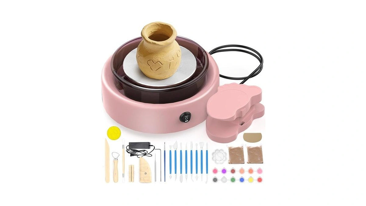 Skirfy Mini Pottery Wheel For Beginners Adults With Foot Pedal9.5"