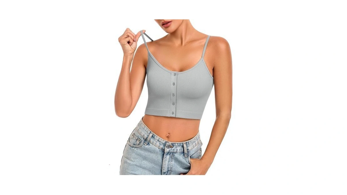 Veqking Adjustable Spaghetti Strap Tank Top For Women Ribbed Basic