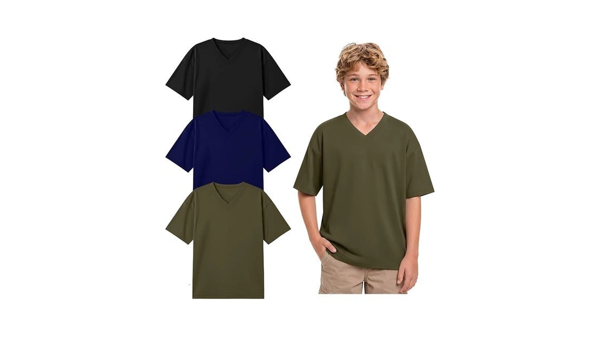Yooaurvox 3 Pack Boys Oversized V Neck T-shirts 5-14y Kids