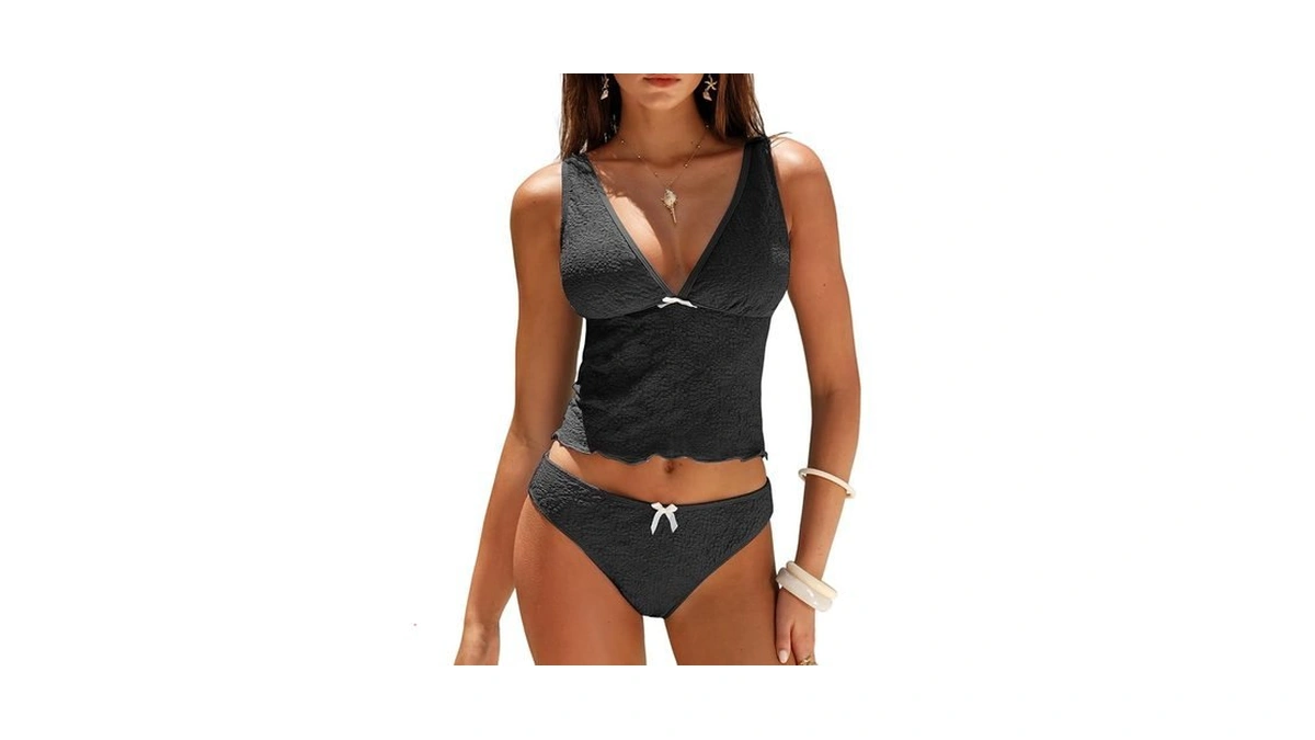 Zaful Cute Tankini Swimsuits For Women High Cut Lace Bathing