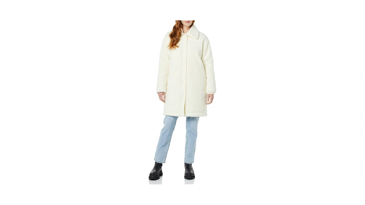 Amazon Essentials Women's Oversized Teddy Sherpa Coat, Cream, X-small