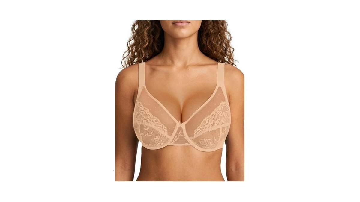 As Fairy Womens Minimizer Unlined Lace Bra 1mm Ultra Thin