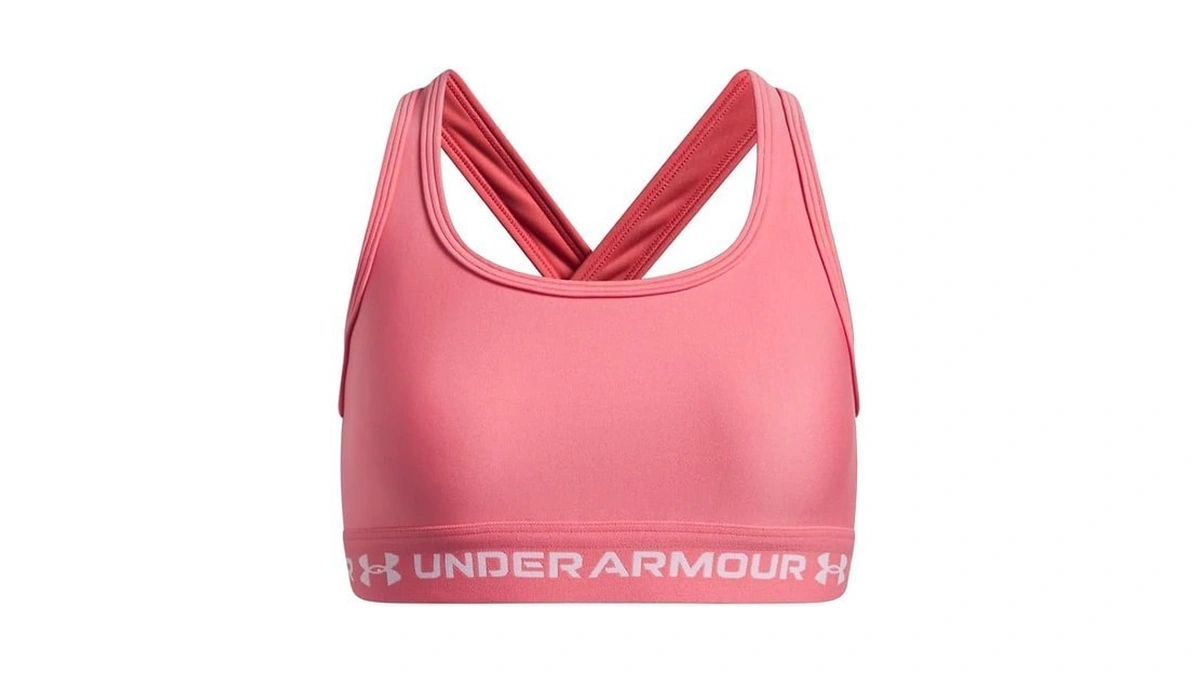 Under Armour Girls' Crossback Mid-impact Sports Bra, (600) Bittersweet Pink