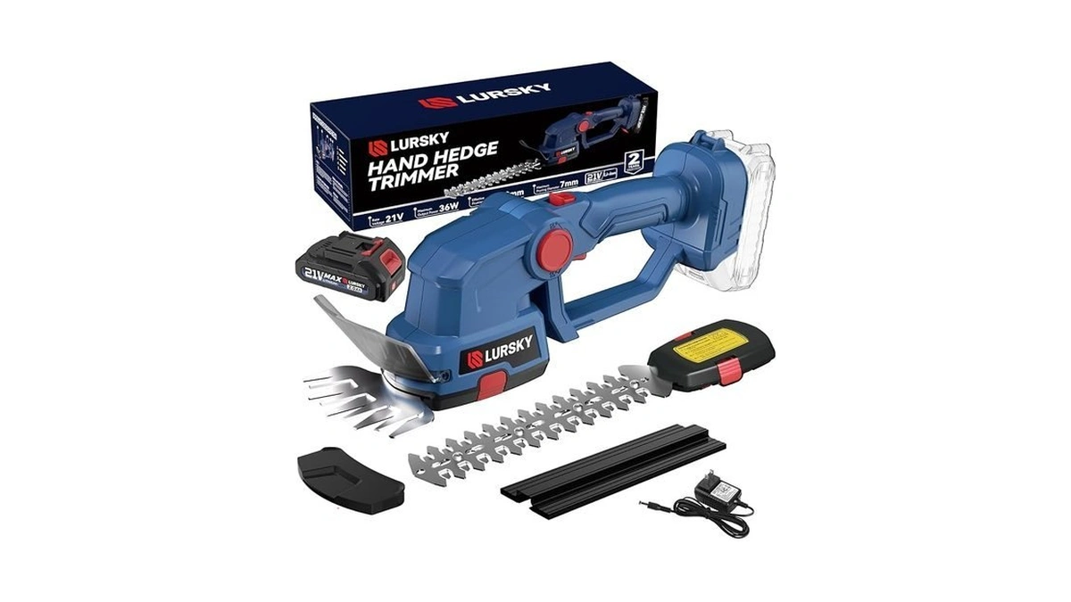 Lursky Cordless Hedge Trimmer With Battery 2.0ah - 2-in-1 21v