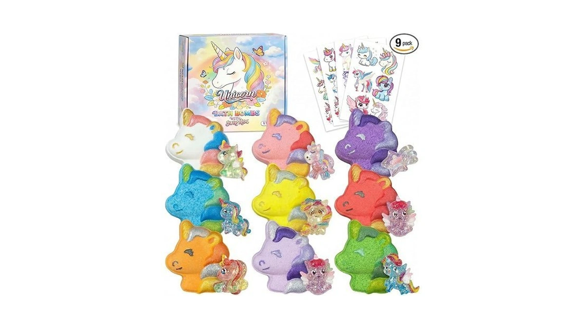 Unicorn Bath Bombs For Kids With Surprise Inside-9 Pcs Large