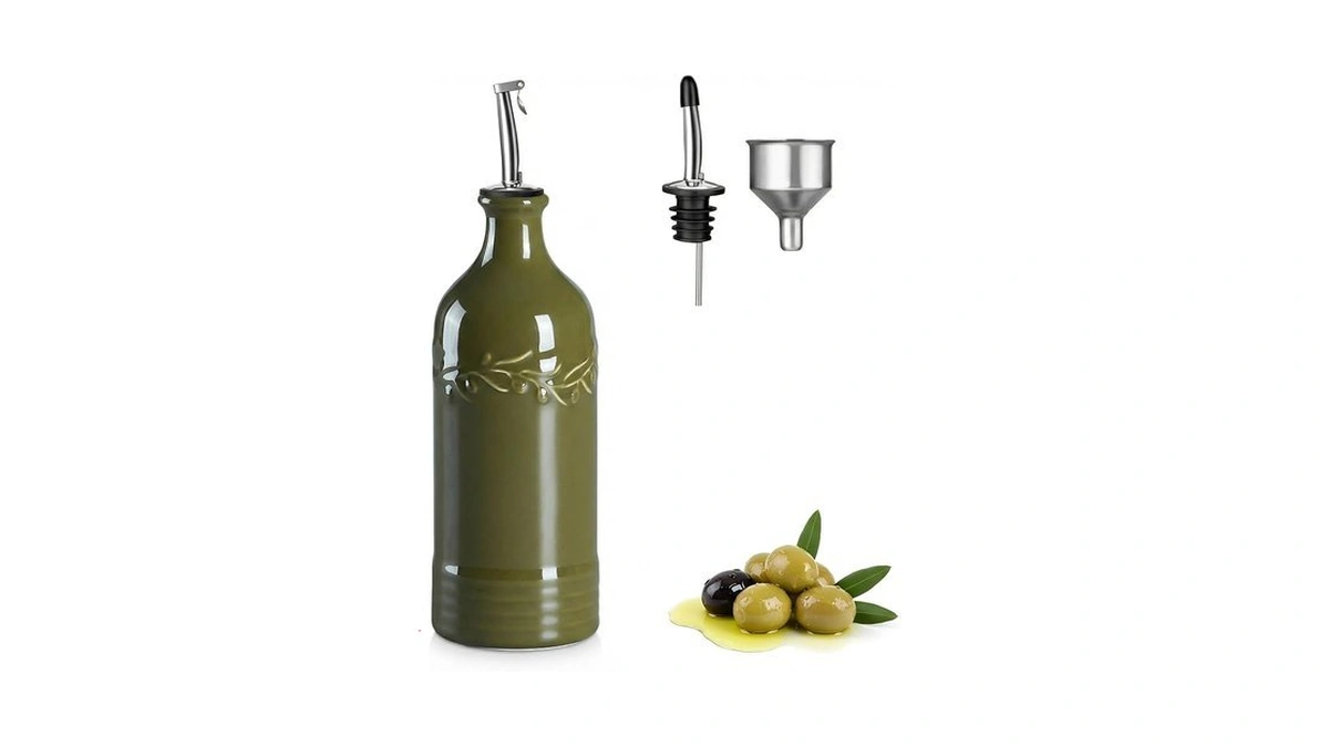 Onemore Ceramic Olive Oil Dispenser Bottle With Pour Spouts &