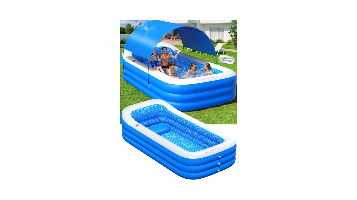 Wavehaven 2026 Inflatable Pool With Canopy,upgraded Blow Up Pool For