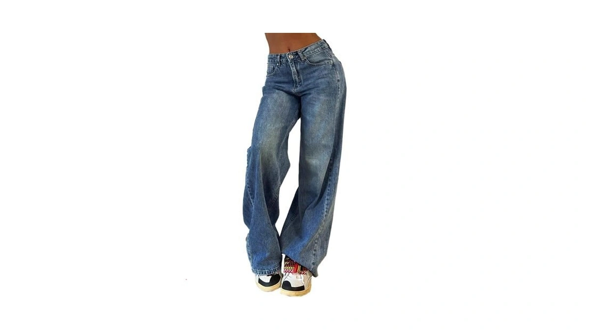 Emmiol Wide Leg Jeans For Women, Mid Rise Baggy Jeans