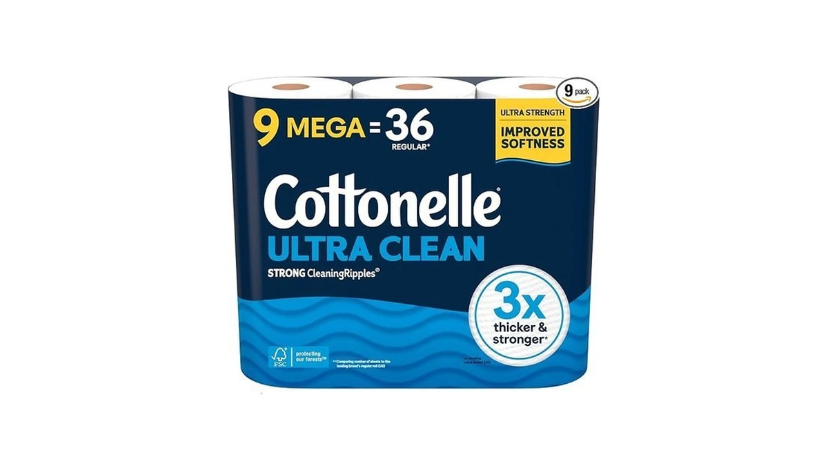 Cottonelle Ultra Clean Toilet Paper, 9 Mega Rolls = 36