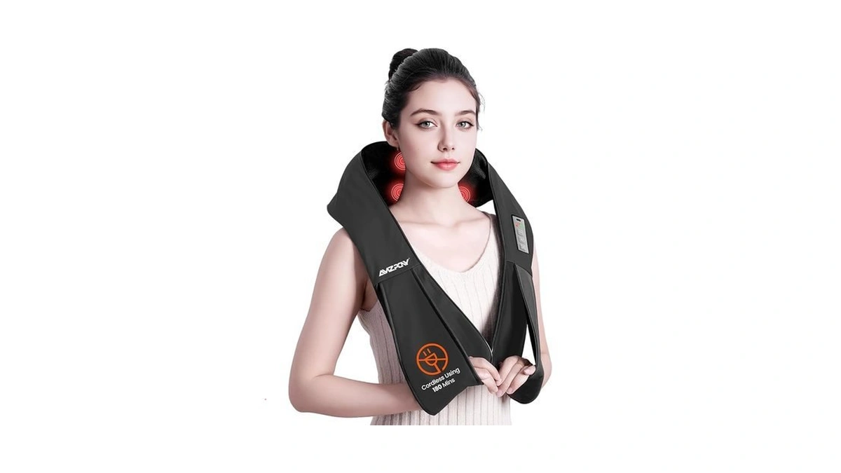 Amzpony® Cordless Neck Massager For Pain Relief Deep Tissue, Rechargeable