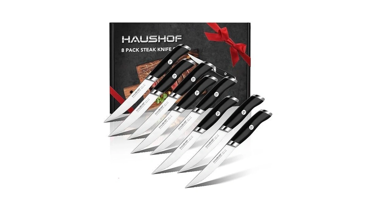 Haushof Steak Knives Set Of 8, German Stainless Steel Premium