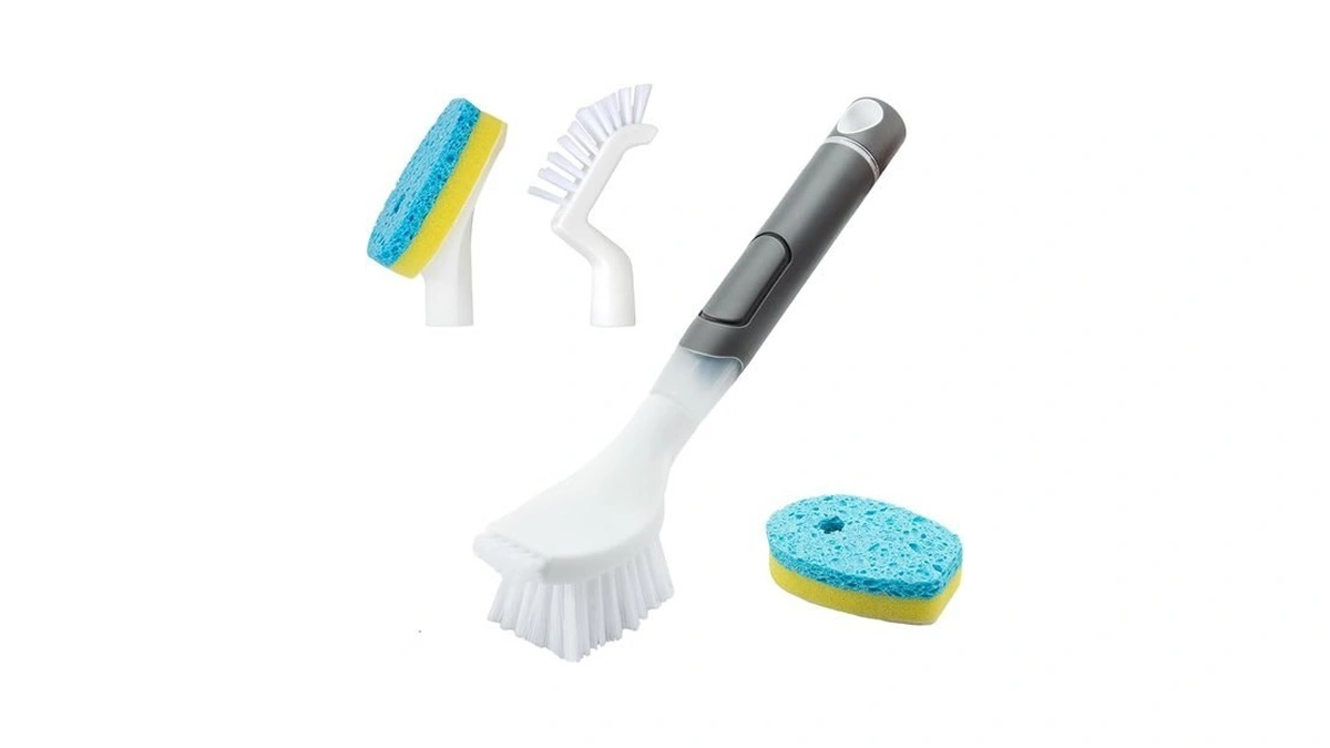 Reewii Dish Brush With Soap Dispenser，4 Pcs Replacement Brush Refills
