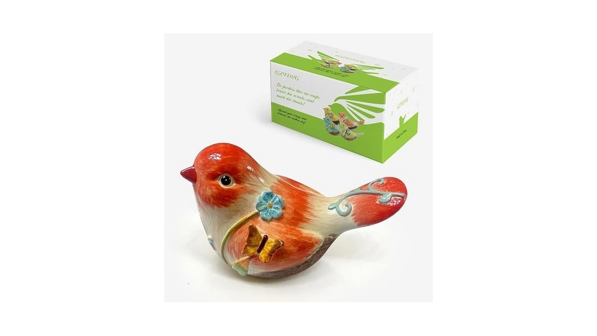 Gzvdyg Orange Resin Bird Figurines Home Decor, 4.3 Inch Cute