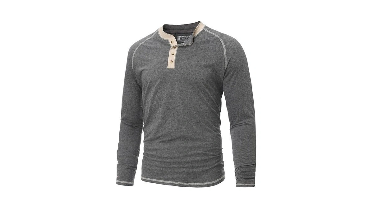 Pinkmarco Men’s Big & Tall Henley Shirt: Long Sleeve Cotton