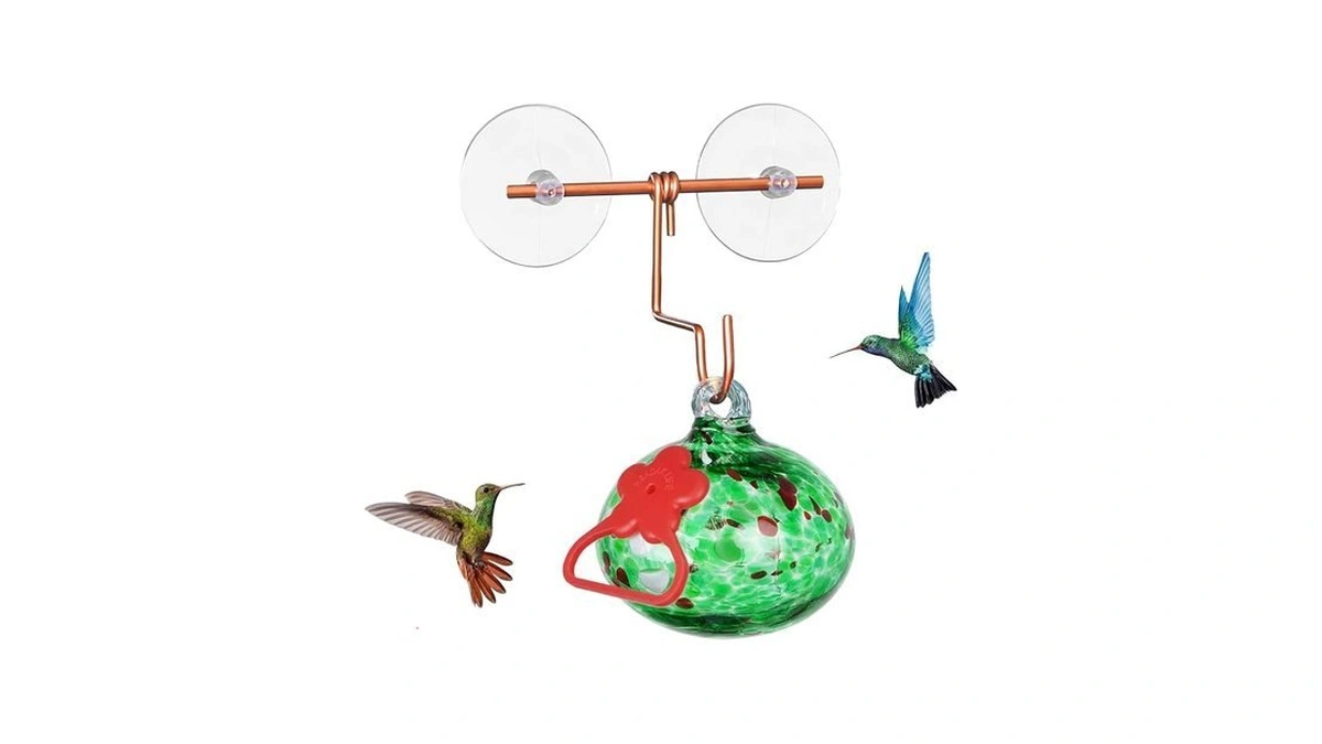 Pozfun Window Hummingbird Feeder With Suction Cups,hand-blown Glass Hummingbird Feeders