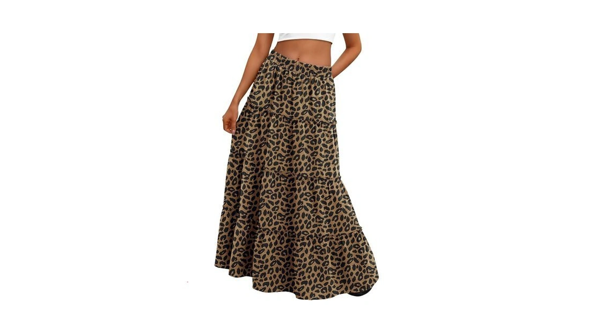 Lepunuo Tiered Ruffle Maxi Skirt Women Pockets High Waist Boho