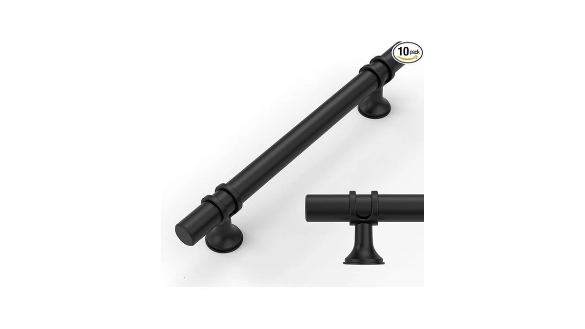 Amerdeco 10 Pack Matte Black Cabinet Pulls 5 Inch(128mm) Hole