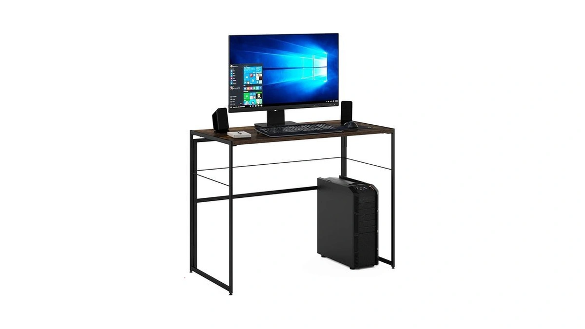 Furinno Riau No Tool/no Assembly/folding Metal Frame Computer Desk, Rustic