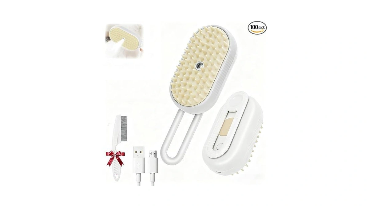 2025- New Cat Steam Brush, 4-in-1 Cat Steam Brush, For