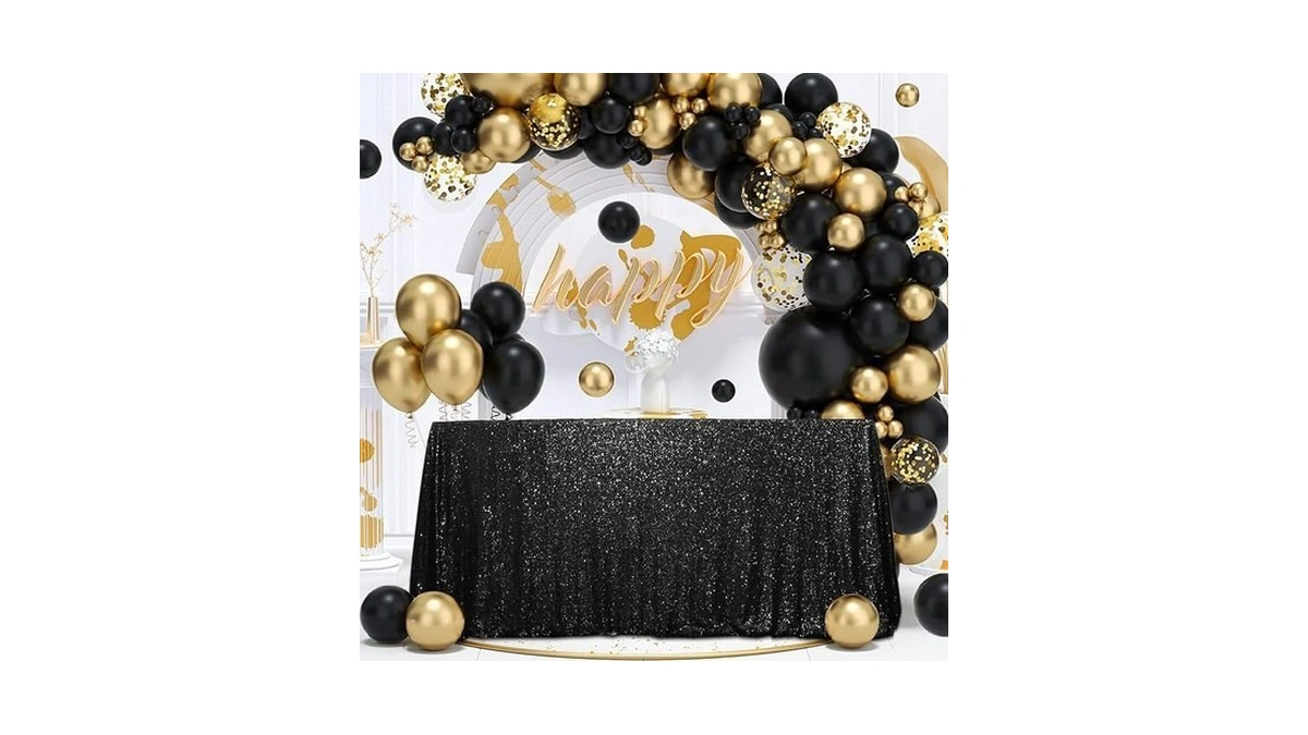 Squarepie Sequin Tablecloth 60 X 102 Inch Black Sparkly Table