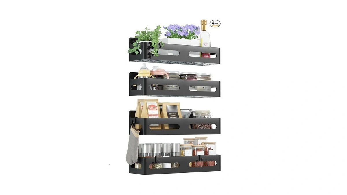 Sevenblue 4 Pack Strong Magnetic Spice Rack For Refrigerator, Multipurpose