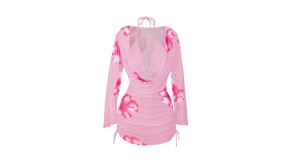 Zaful Womens Swimsuit Cover Up Dress Off Shoulder Hollow Coverup