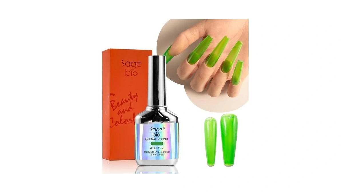 Sagebio Jelly Gel Nail Polish, 15ml Semi-transparent Gel, Glossy Finish,