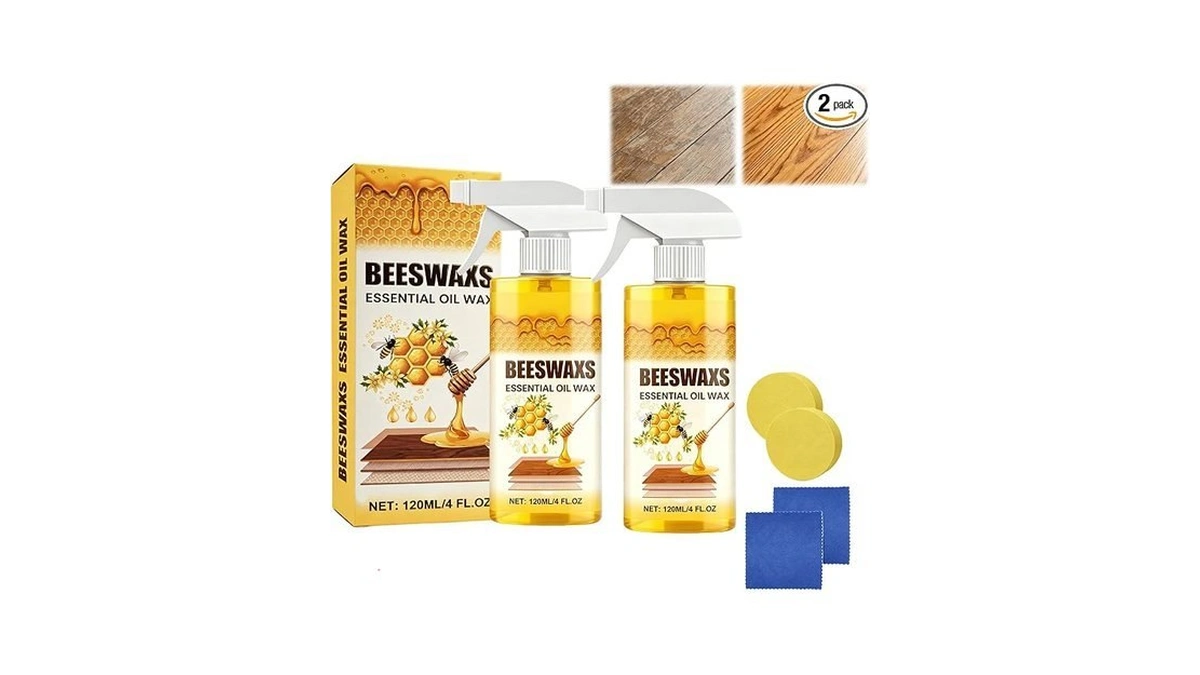 Methill 2pcs Beeswax Wood Polish Spray, Beeswax Essential Oil Wax,